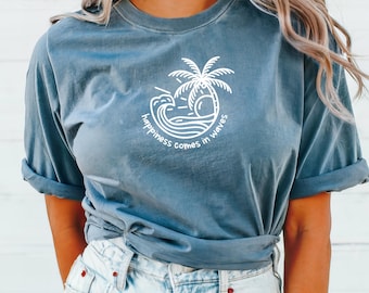 夏用 T シャツ、ビーチ シャツ、ビーチをテーマにしたシャツ、女の子用夏用シャツ、夏用 T シャツ、女の子用夏用シャツ、サーフ T シャツ、ビーチ バイブ シャツ、プール シャツ