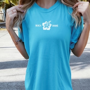 Camisa de playa, camisa de verano, camiseta de colores cómodos, camisetas lindas, camiseta de mujer, camiseta de vacaciones, ropa linda de verano, camisetas de vacaciones, regalos para niñas