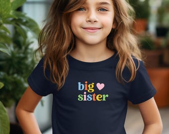 Regalos para niños, camiseta de hermana mayor para niñas, camiseta para niñas pequeñas, regalos para niños pequeños, regalo de hermana mayor, anuncio de bebé, camisetas lindas para niños, regalos para niñas