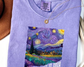 Womens tops, Comfort Colors womens tshirt, art lover gift, Van Gogh trendy shirt