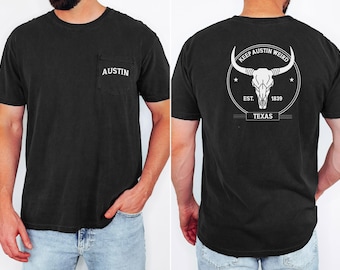 Austin Texas Shirt, Comfort Colors Unisex Pocket T-Shirt, Texas t-shirt, southwest shirt