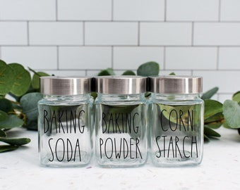 Personalized 10 oz Glass Spice Jars: Farmhouse Kitchen Labels