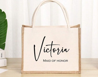 Personalized Jute Tote Bag: Custom Bachelorette Party Favor