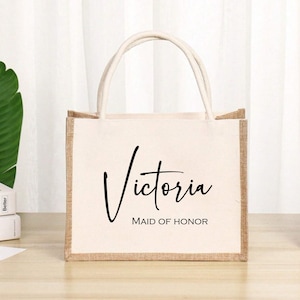 Bolsa de yute personalizada: recuerdo de despedida de soltera personalizado