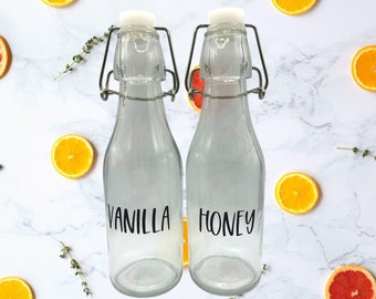 8oz Glass Spice Bottle with Swing-Top Clasp: Customizable Label