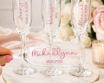 Custom Name Champagne Flute • Etched Bridal Party Glass • Girls Trip, Couples & Valentine’s Day Gift