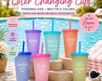 Personalized Color Changing Tumbler | Custom Bridal Party Cups | Personalized Stadium Cup | Bachelorette Party Favor