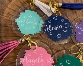 Personalized Resin Keychain: Monogram Name Key Ring, Bachelorette Gift