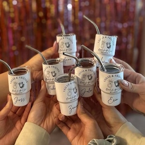 Custom Mini Stainless Steel Shot Glass Tumbler | Printed Design | Personalized Party Favor | Bachelorette, Girls Trip, 4th of July