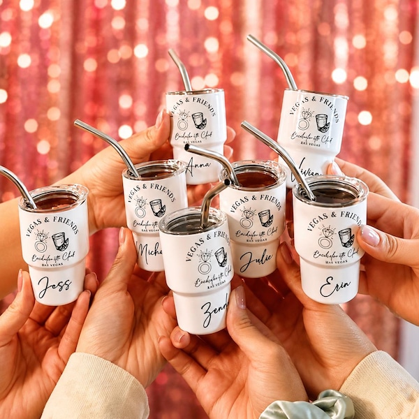 Personalized Mini Stainless Steel Shot Glass | Custom Party Favor | Bachelorette Gift, Girls Trip Cup, Birthday Favor, Wedding