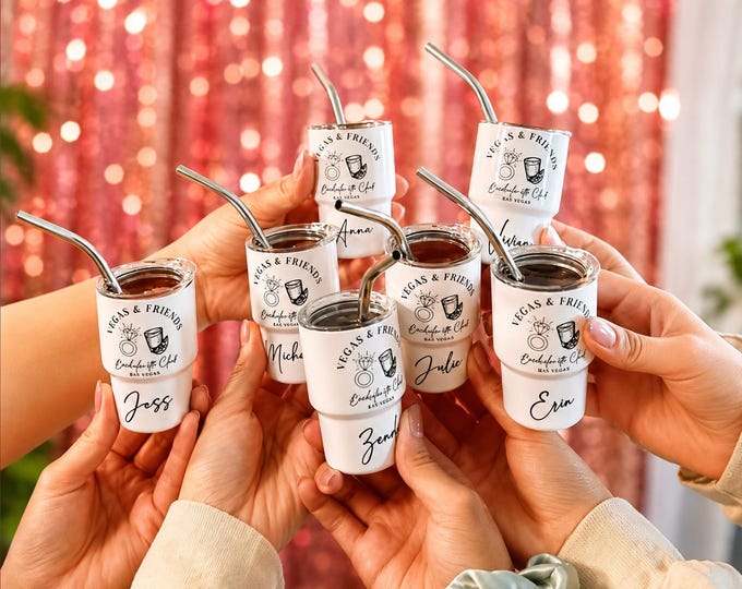 Personalized Mini Stainless Steel Shot Glass | Custom Party Favor | Bachelorette Gift, Girls Trip Cup, Birthday Favor, Wedding