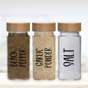 Personalized Spice Label Glass Jar, Boho Glass Jars with Wooden Lid, Spice Container Glass Jar, Gift for Ladies