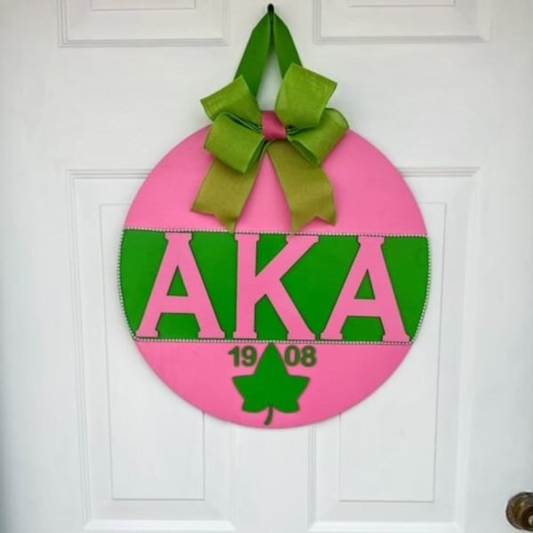 AKA Inspired Door Hanger, Wood Round