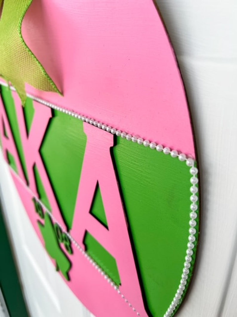 AKA Sorority Inspired Door Hanger Wood Round Etsy