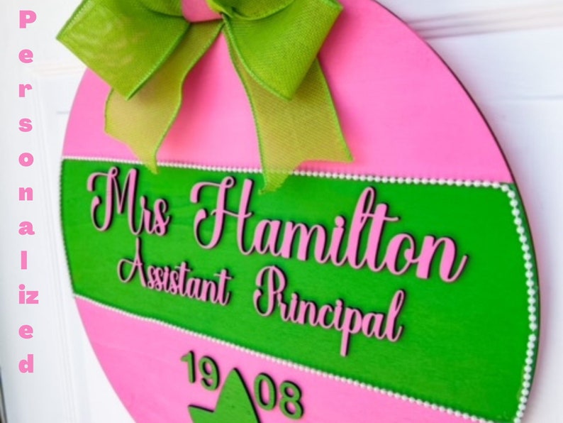AKA Sorority Inspired Door Hanger Wood Round Etsy