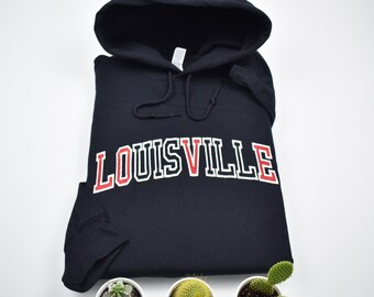 Louisville Sweatshirt, Embroidered LOVE Louisville Hoodie or Crewneck, Varsity Louisville Kentucky Gift, Kentucky Sweater for Women Men