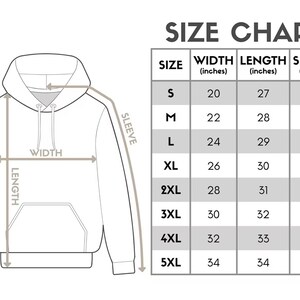 Embclothes size chart for custom embroidered sweatshirts, hoodies, matching outfits.