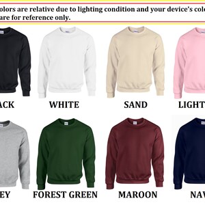 Embclothes color chart for custom embroidered sweatshirts, hoodies, matching outfits.