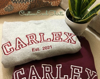 Custom Embroidered Sweatshirt - Dad Sweatshirt - Mom Sweatshirt - Personalized Embroidered Hoodie - Varsity Sweater - College Style Hoodie