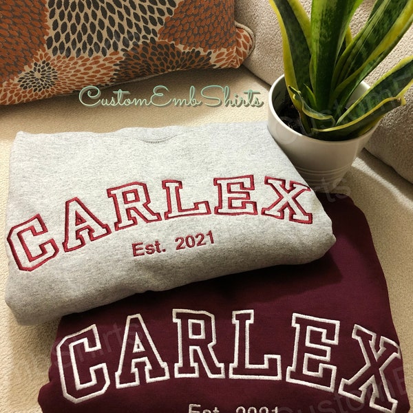 Embroidered College Sweatshirt Etsy