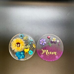 Handmade Resin Coaster: Dried Flowers, Mum/Nan Gift bild 2