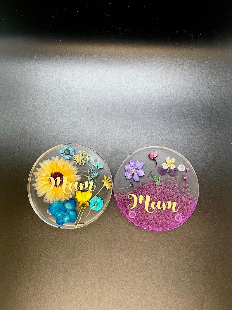 Handmade Resin Coaster: Dried Flowers, Mum/Nan Gift bild 2
