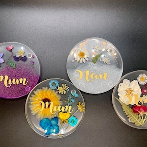 Handmade Resin Coaster: Dried Flowers, Mum/Nan Gift Handmade Mum/Nan