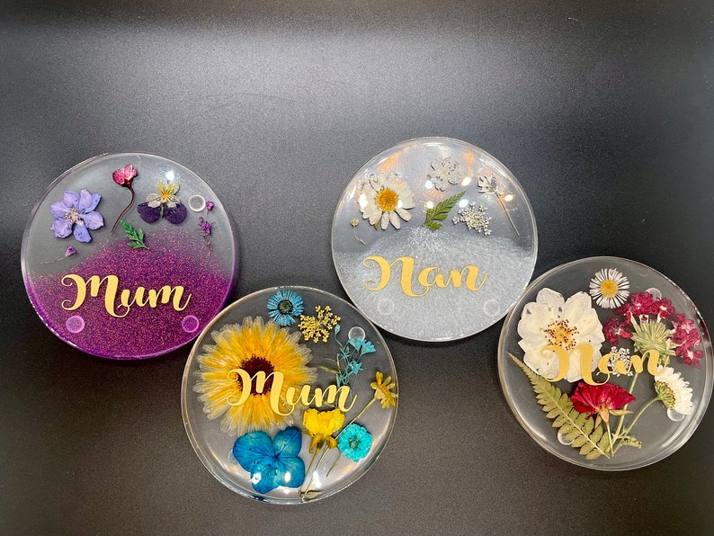 Handmade Resin Coaster: Dried Flowers, Mum/Nan Gift Handmade Mum/Nan