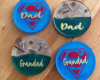 Handmade Dad/Grandad Resin Coasters