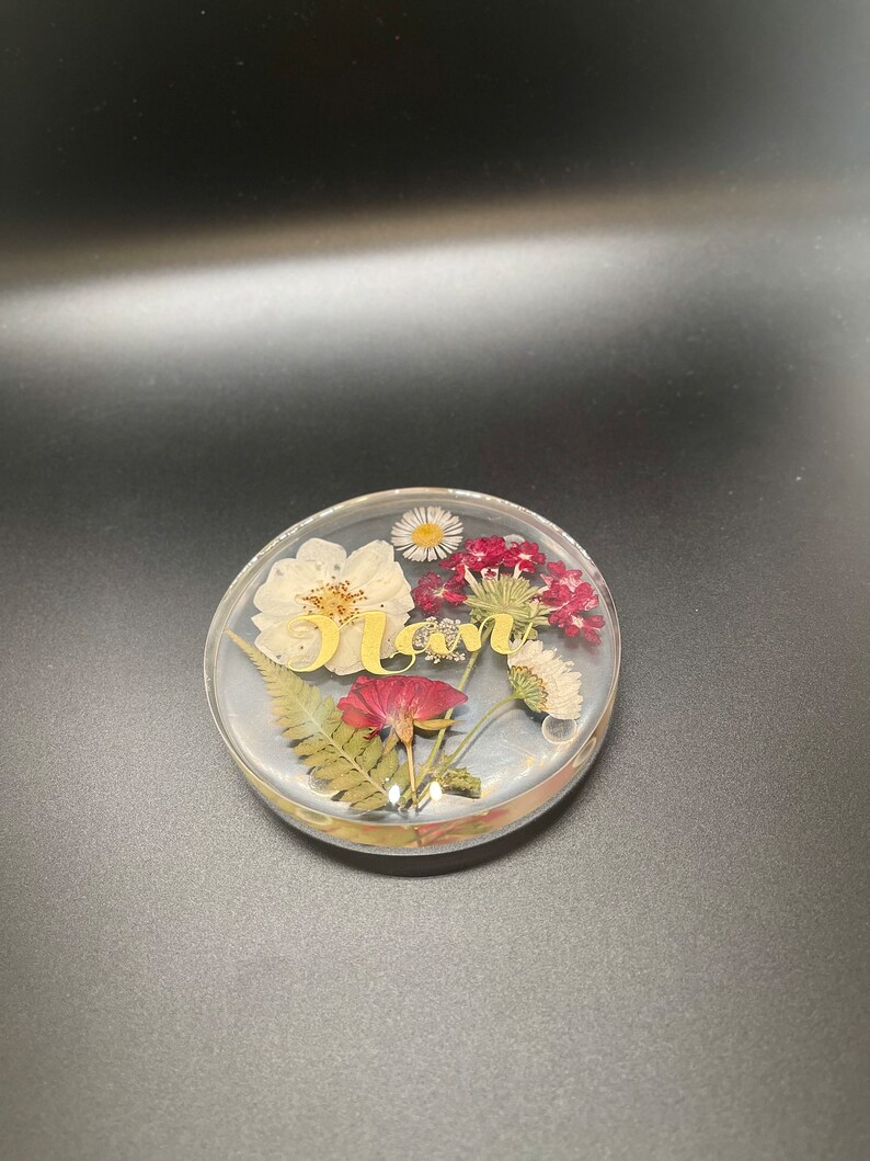 Handmade Resin Coaster: Dried Flowers, Mum/Nan Gift Nan custom