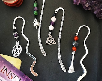 Lesezeichen WITCHCRAFT Bookmark Metall Hexe Wicca Witchy Pagan Gothic Book of Shadows Silber personalisiert Halloween