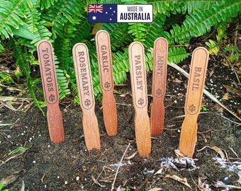 Personalised Deluxe Herb, Vegetable, Plant, Flowers and Herbs, Garden Markers Pack of 6 or 8, Solid Wood, Customised, Great Gift.