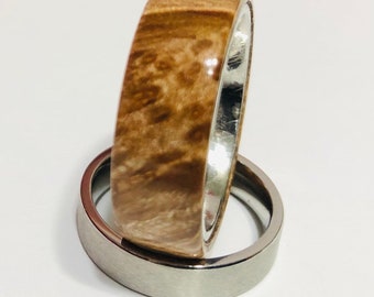 Wood Ring made from Maple Burl wood- Size 11, Handmade Men's or Ladies Women's Wedding Band, Wooden Ring, Unique Wood Ring, Jewelry