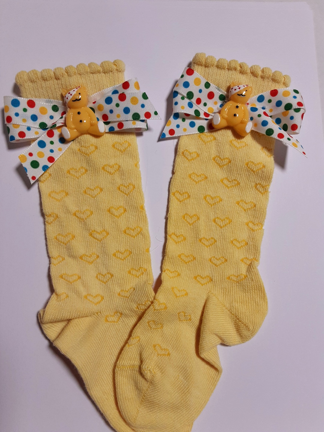 Pudsey Bear Children in Need Hand Dyed Long Socks Handmade - Etsy UK
