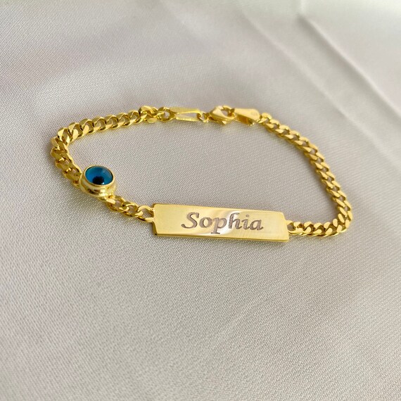 Baby Name Bracelet Kids Name Tag Baby Name Tag Evil Eye Etsy