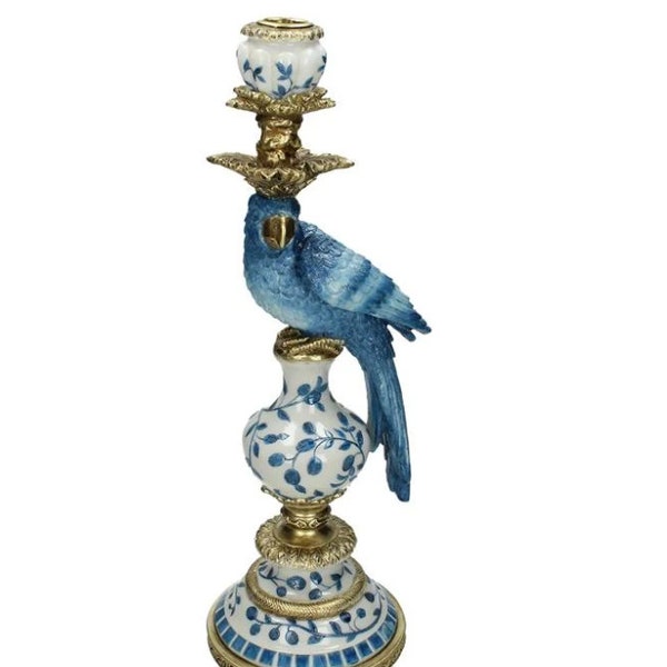 Blauwe vogel kandelaar | Handgemaakte Tafelkaars Stok | Kaarsen Home Decor | Cadeau voor vogelliefhebbers | Kandelaar cadeau | Kaarsen en Houders