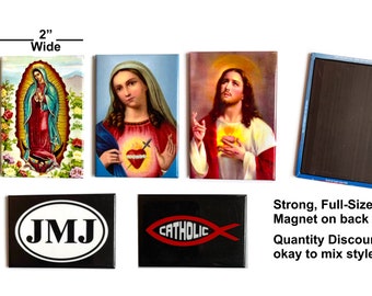 Religious magnets catholic magnets Immaculate Heart of Mary Sacred Heart of Jesus Our Lady of Guadalupe Magnet fridge magnet youth group