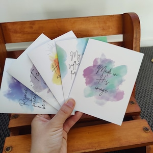 Tarjetas de felicitación con versículos bíblicos / Tarjetas de notas / Dobladas en vertical y en blanco / Para todas las ocasiones