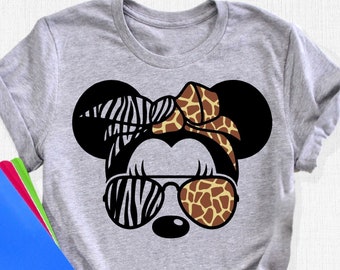 Minnie Head Shirt, Minnie Ear Shirt, Disney Ear Shirt, Disney Shirt, Minnie Ear Shirt, Disney Safari Shirt, Minnie Leopard Shirt