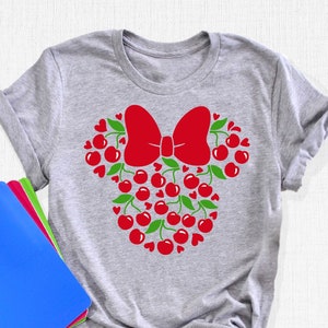 Minnie Head Shirt, Minnie Cherry Shirt, Disney Shirt, Disneyland Shirt, Disney Vacation Shirt, Minnie Ear Shirt, Cute Disney Shirt