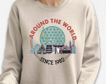 Around The World Since 1982, Disney Sweatshirts, Disneyland Sweatshirts, Disney Family Vacation, Disney Matching Sweatshirts, Disney Gifts