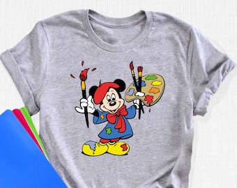 Mickey Mouse Painting T-Shirt, Disney Mickey Mouse Artist Shirt, Disney Mickey Mouse Tee, Gift Disney Shirt for Painter, Disney Painting Tee