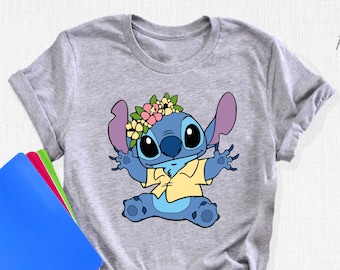 Stitch T-Shirts, Ohana Shirt, Disney Hawai Shirt, Gift For Her, Disneyworld Flower Tee, Lilo and Stitch Tee, Im Going To Disney Stitch Shirt