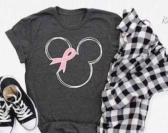 Hope For A Cure Breast Cancer Awareness, Pink Ribbon Mickey Head T-Shirt, Cancer Awareness Disney Gifts, Warrior Shirt, Cancer Support Shirt