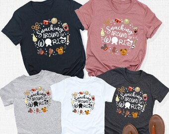 Snacking Around The World Shirt, Disney Snacks T-Shirts, Disney Snacks Outfit, Mickey Ear Foods, Snack Lover Gifts, Disney Trip Epcot Tee