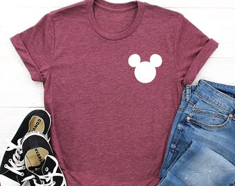 Pocket Mickey Head Shirt, Mickey Head Shirt, Mickey Ear Shirt, Disneyworld Shirts for Trip, Disney Mickey Shirt, Disney Trip Shirt