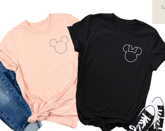 Pocket Mickey Minnie Head Shirt, Mickey Minnie Head Shirt, Mickey Minnie Ear Shirt, Disney Mickey Minnie Shirt, Disney Trip Shirt