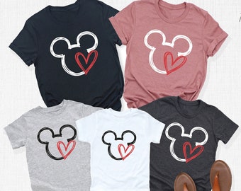 Mickey Head Shirt, Mickey Heart Shirt, Disney Couple Matching Shirts, Cute Mickey Valentine Shirt, Mickey Heart Love, Disney Family Shirts