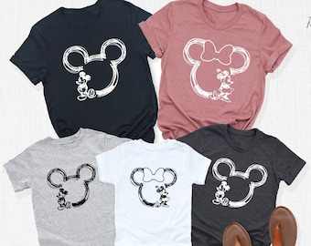Mickey Minnie Sketch Shirt, Disneyland Shirt, Disney Family Vacation, Disney Family Shirts, Disney Mickey Minnie Shirt, Minnie Mickey Ears