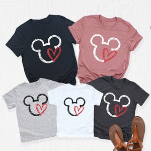 Mickey Head Shirt, Mickey Heart Shirt, Disney Couple Matching Shirts, Cute Mickey Valentine Shirt, Mickey Heart Love, Disney Family Shirts